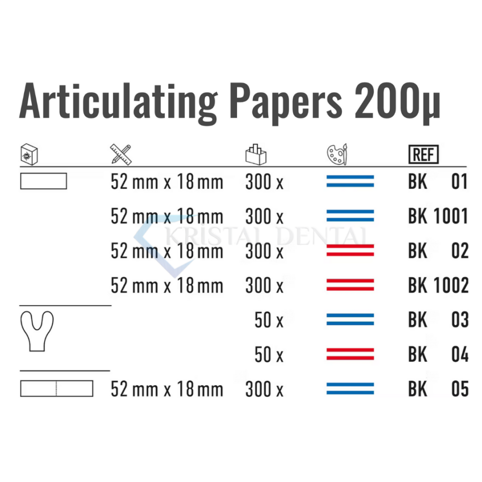 Bausch 200 Mikron Artikülasyon Kağıdı (Kırmızı-Nal Form)