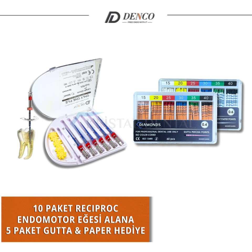 Denco Reciprocal Endomotor Eğesi (R Serisi) (10 Paket Alımlarınızda , 5 Paket Gutta & Paper HEDİYE)