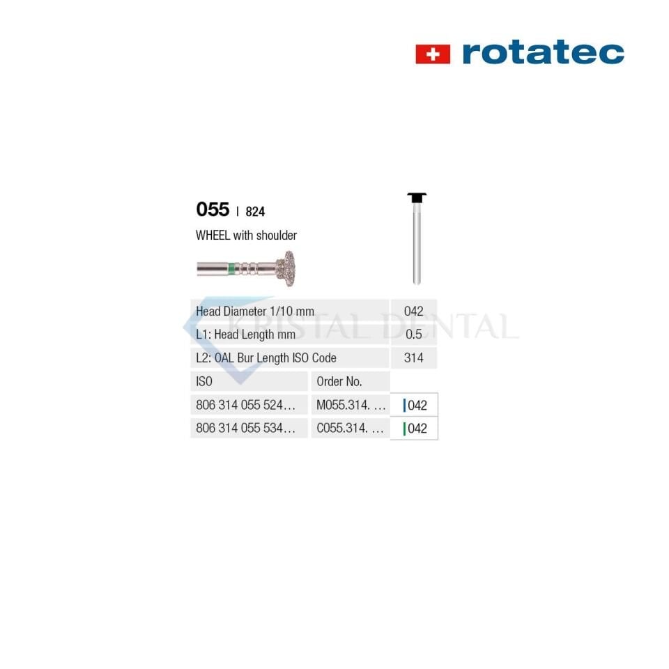 Rotatec Swiss Elmas Frez Wheel With Shoulder - 055/824