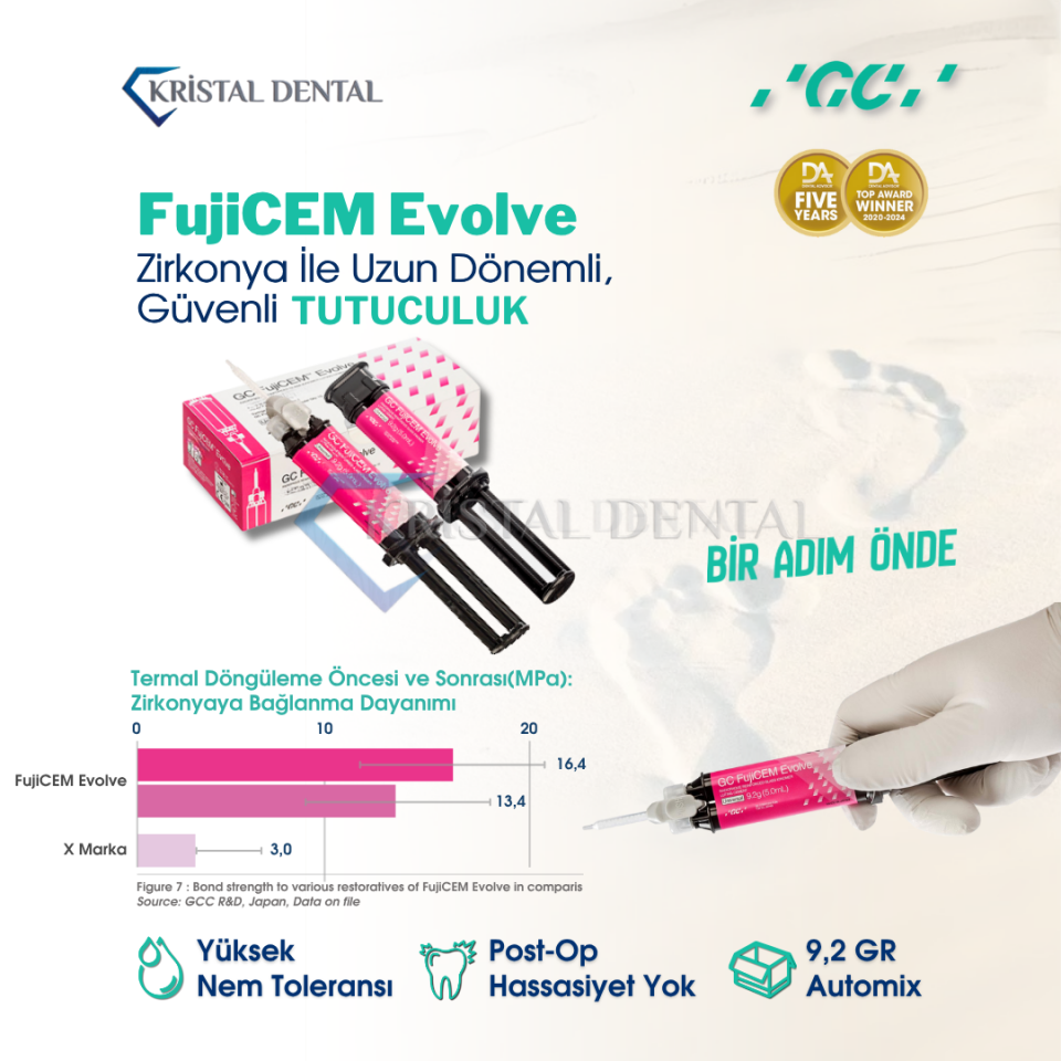 GC Fujicem Evolve  2 Adet x 9,2 gr - Rezin Modifiye Cam İyonomer Siman