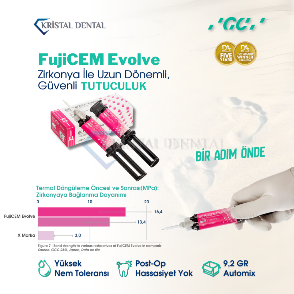 GC Fujicem Evolve Single Pack 1 x 9,2 gr - Rezin Modifiye Cam İyonomer Siman