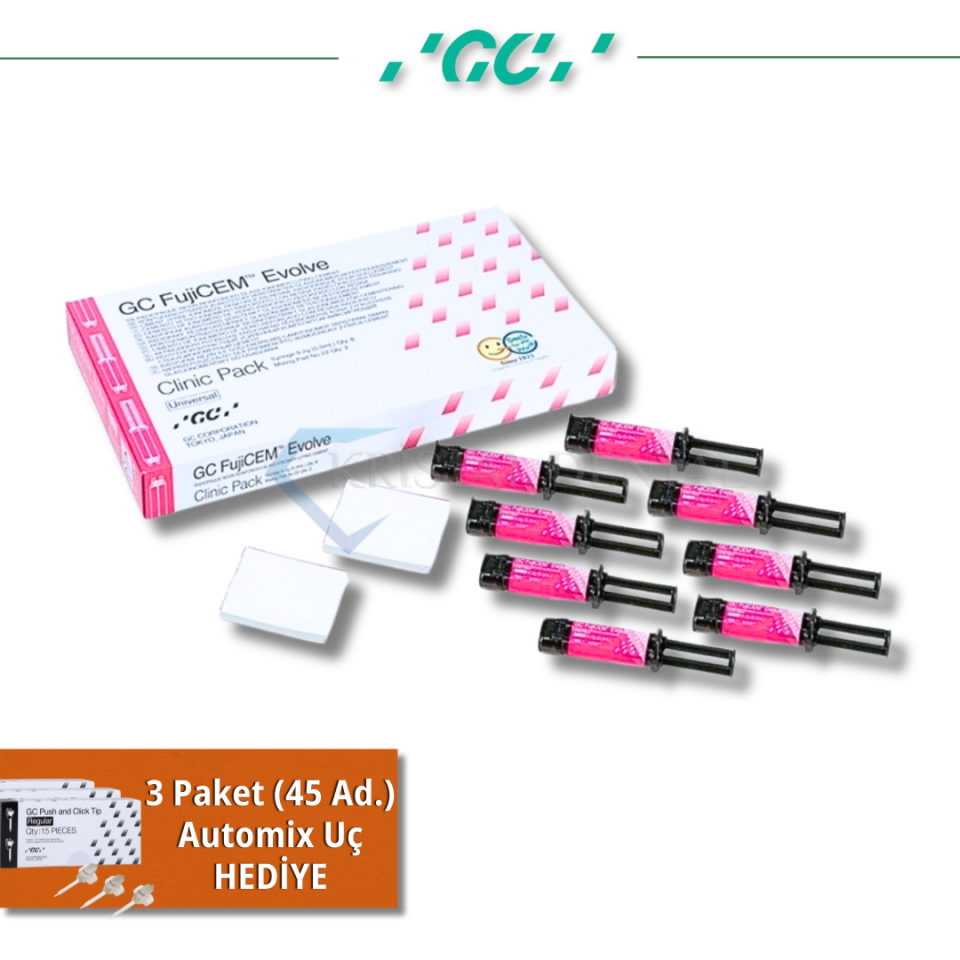 GC Fujicem Evolve Clinic Pack 8 x 9,2 gr - Rezin Modifiye Cam İyonomer Siman