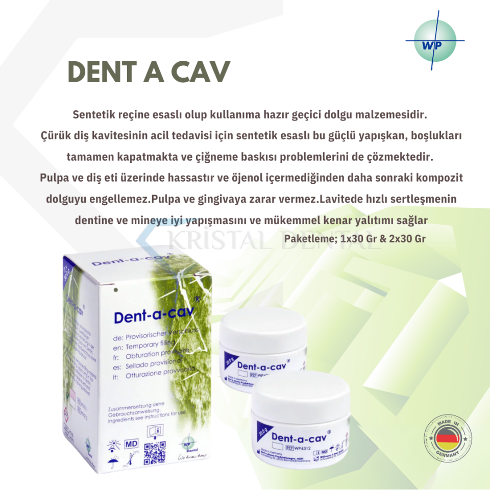 Wp Dental Dent A Cav Reçine Esaslı Geçici Dolgu Malzemesi