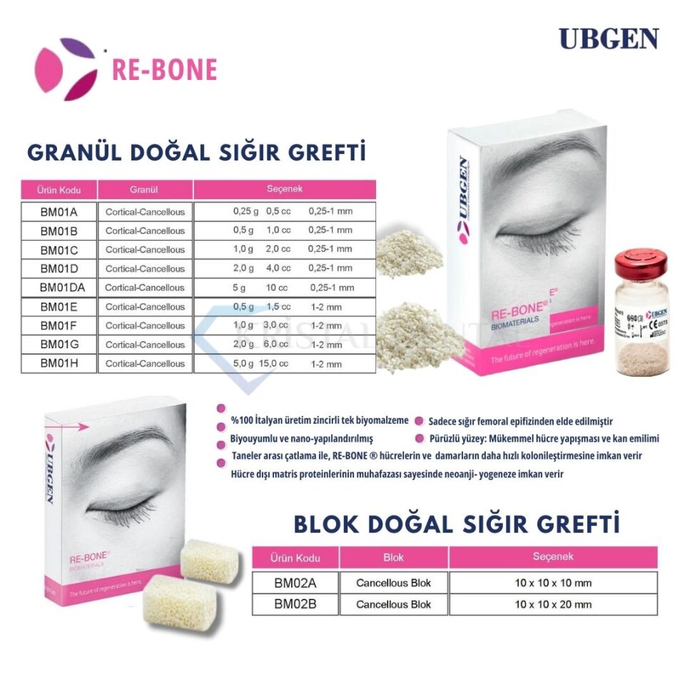 Ubgen Re-Bone Sığır Kaynaklı Toz Granül Greft